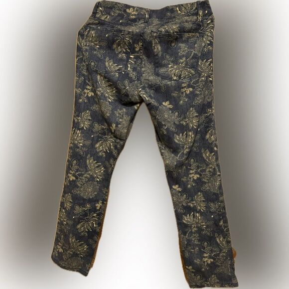 LRL Lauren Jeans Co Dark Blue Floral Print Skinny Jeans sz 2 - Picture 2 of 4